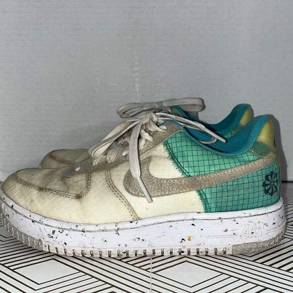 Nike Women’s Size 7.5 Air Force 1 Crater M2Z2 White Dynamic Turquoise Sneakers - Picture 4 of 8